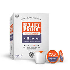Bulletproof Enlightener front packaging showing 24-count box and branding for quick identification and quality