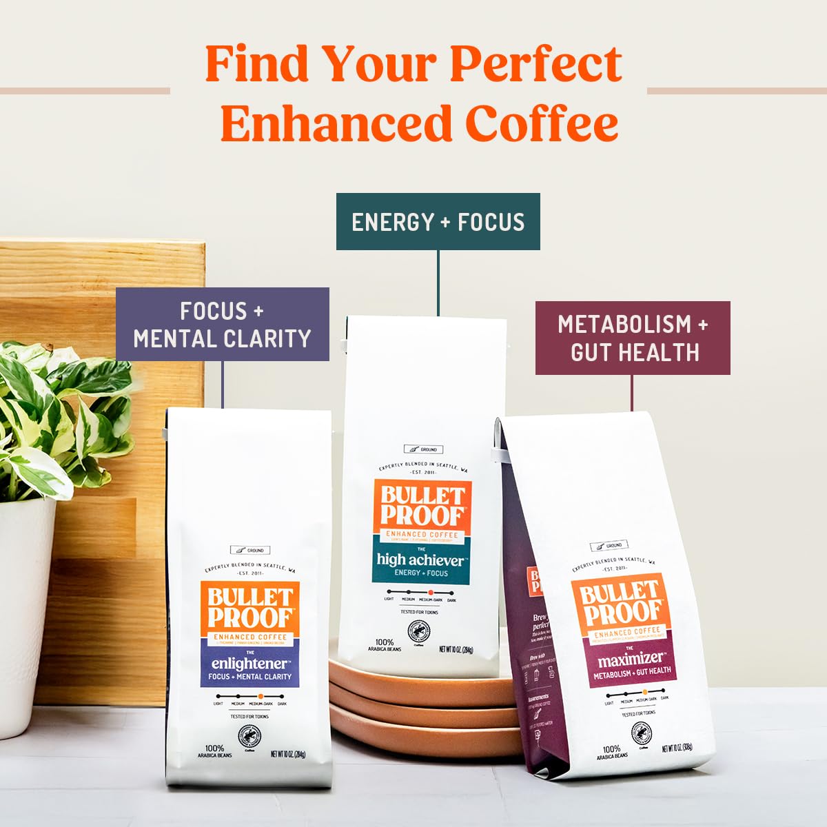 Served Bulletproof Enlightener coffee with milk showcasing smooth taste and customizable cup