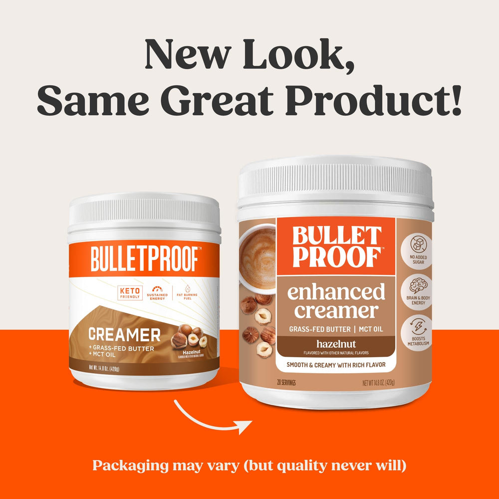 Bulletproof creamer open with spoon highlighting convenient scoopable powder