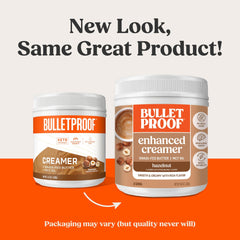 Bulletproof creamer open with spoon highlighting convenient scoopable powder