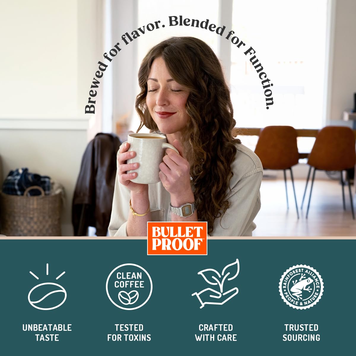 Bulletproof label closeup showing ingredients list and transparency benefit