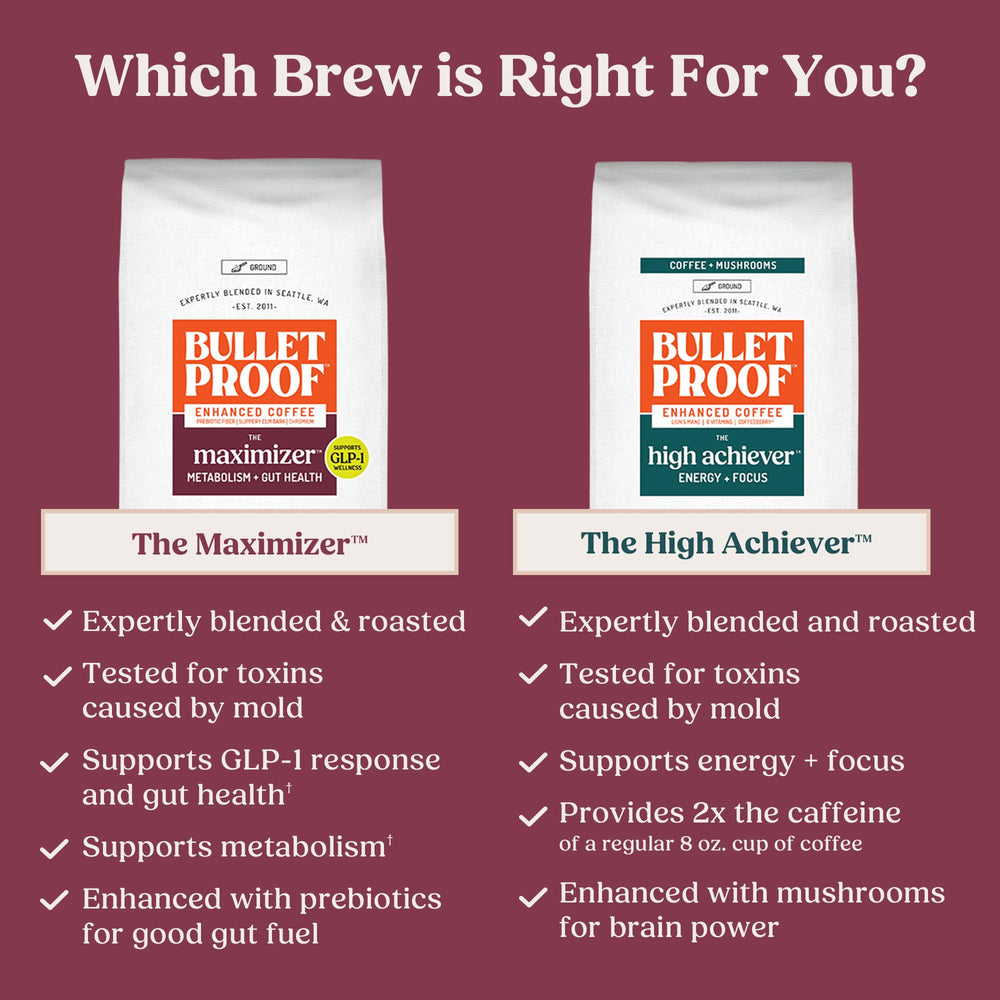 Bulletproof Maximizer brewed cup in a cozy kitchen lifestyle setting