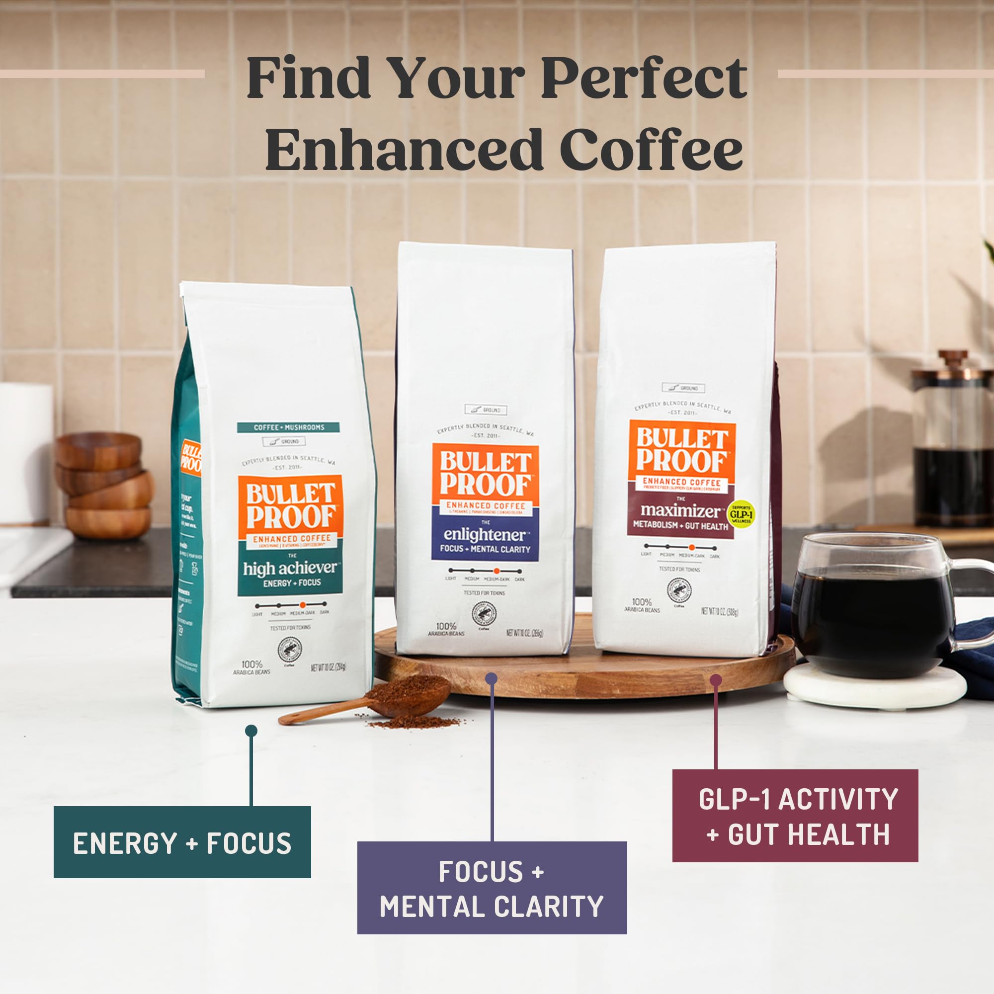 Bulletproof Maximizer open bag showing ground coffee and consistent grind