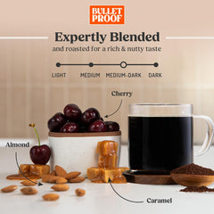 Bulletproof close-up of whole beans highlighting rich roast and aroma