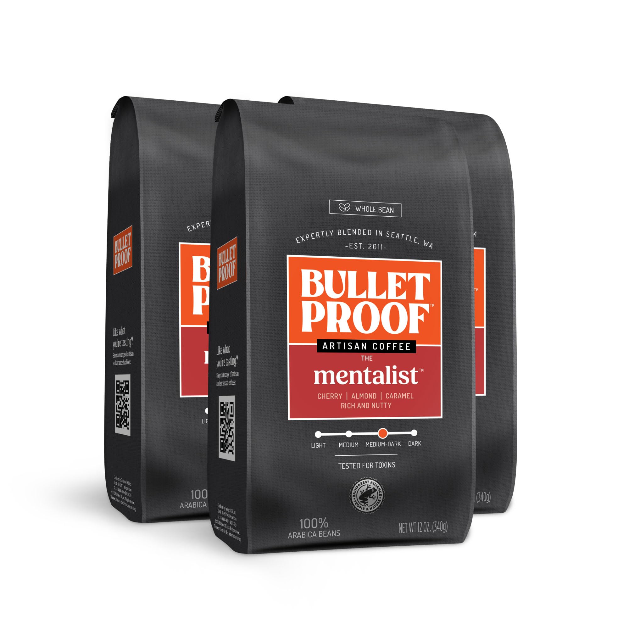 Bulletproof front packaging showing bag and resealable zipper for freshness