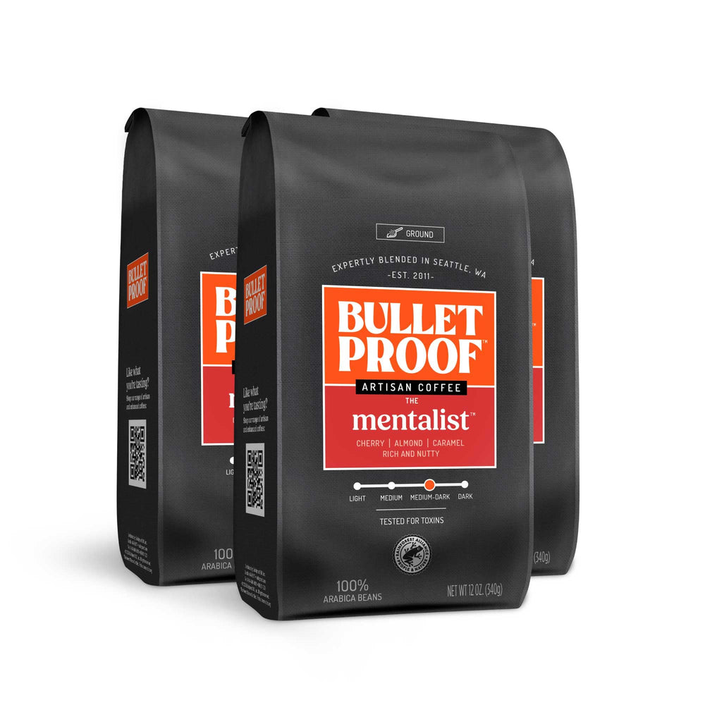 Bulletproof front packaging showing product branding and roast benefits