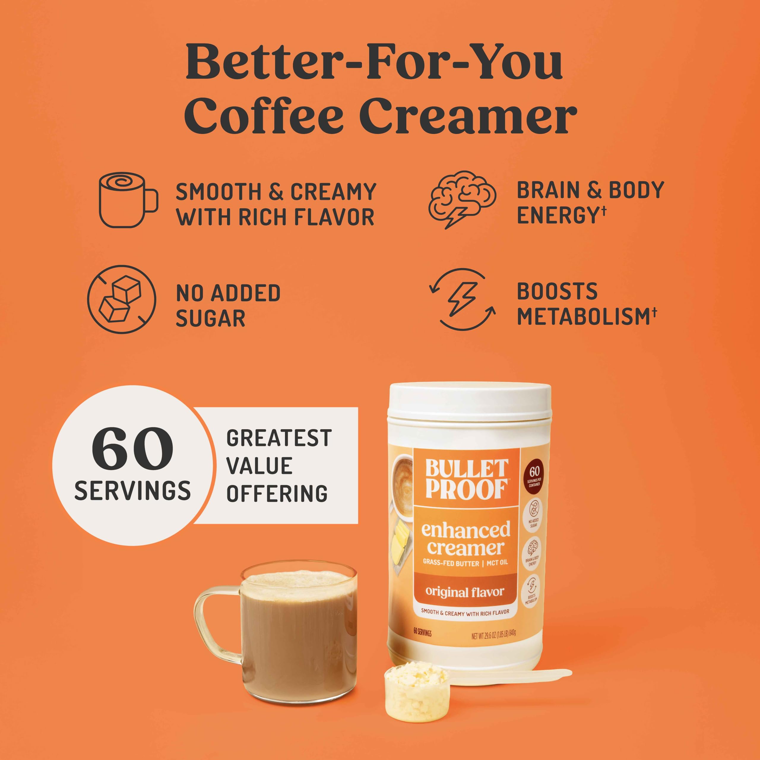 Scoop of Bulletproof creamer measured for one serving to control richness