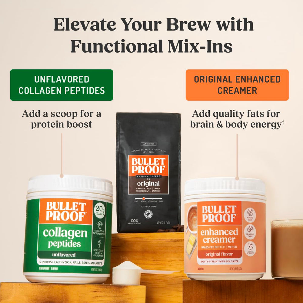 Bulletproof product label emphasizing Rainforest Alliance sourcing benefit