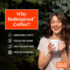 Bulletproof pod inserted into machine brewing a fresh cup for speed