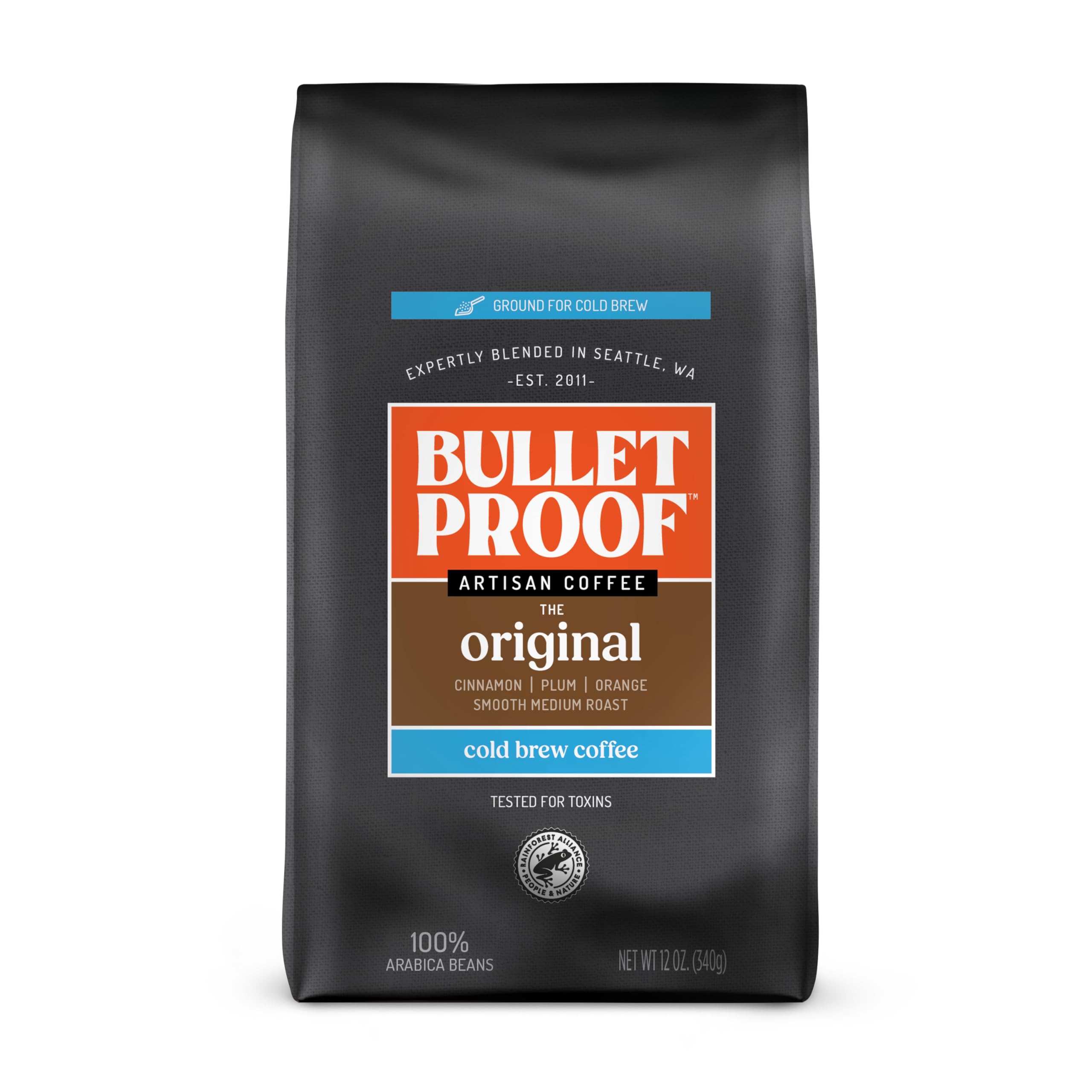 Bulletproof 12 oz bag in hand showing compact size and portioning benefit