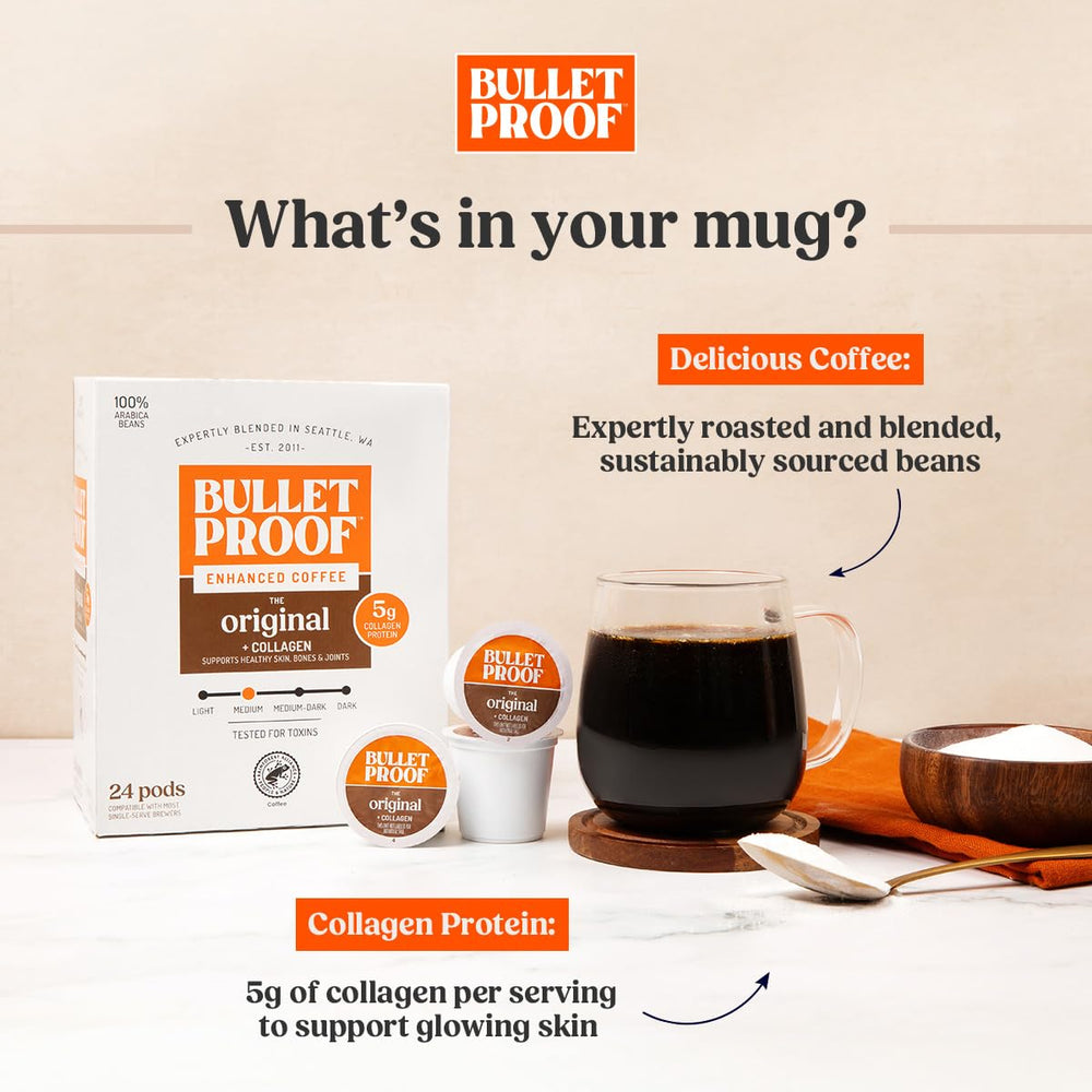Bulletproof coffee grounds with cocoa-hazelnut texture showing flavor depth