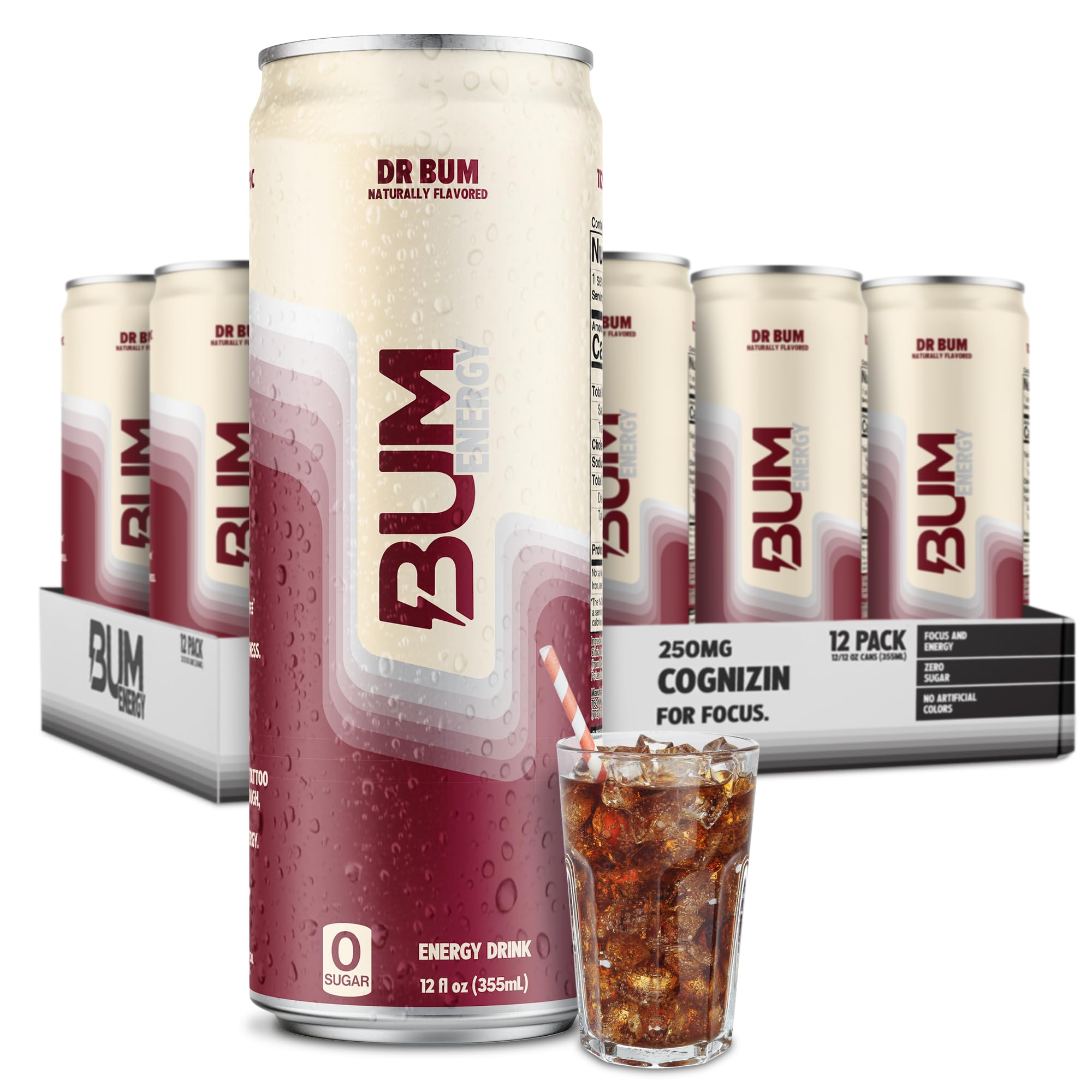Bum Energy front packaging showing crisp can design and branding for a clean boost