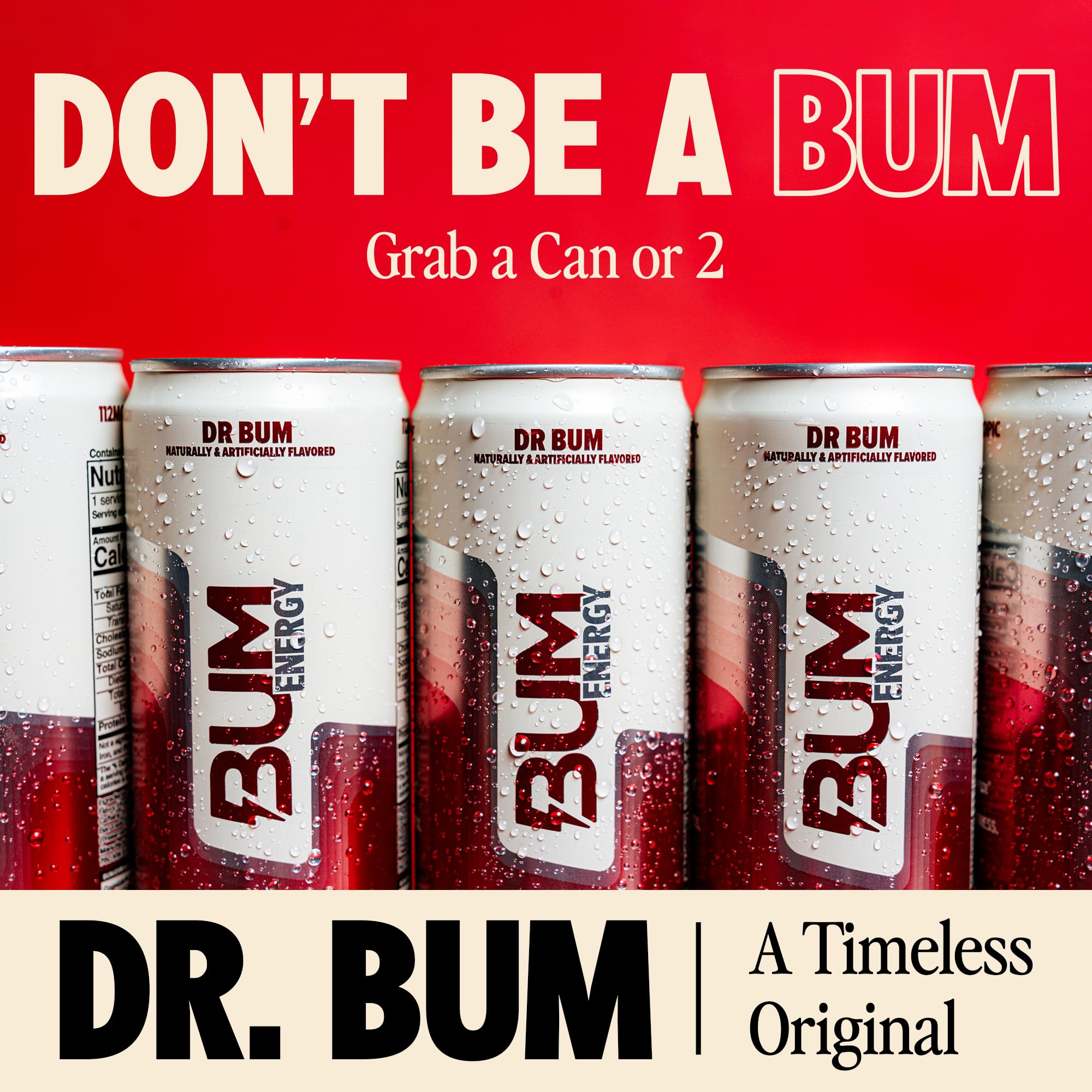 Bum Energy side label close-up highlighting Cognizin and natural caffeine benefits