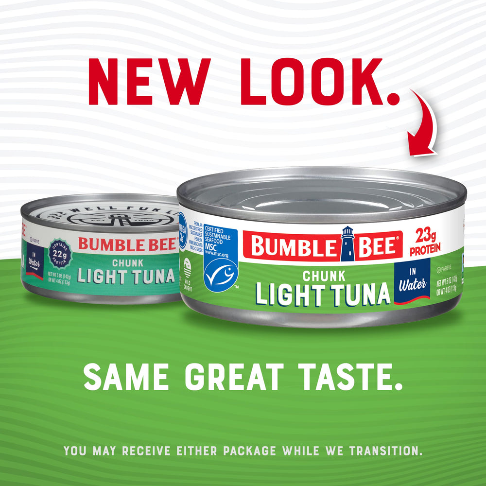 Bumble Bee stacked cans in pantry showing long-term storage benefit