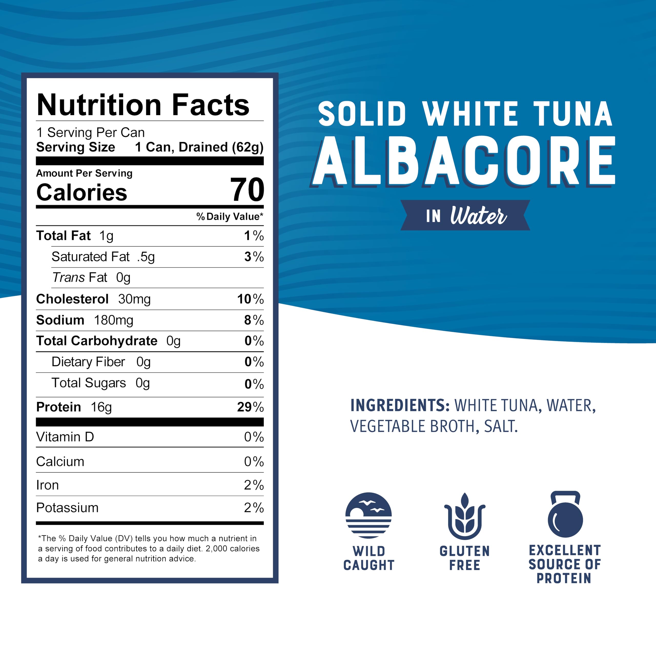 Close-up texture of Bumble Bee albacore showing firm flakes and clean water-packed benefit