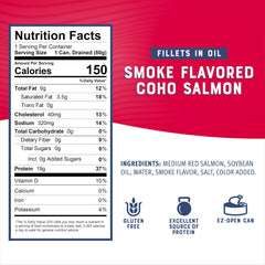 Bumble Bee close-up of flaky smoked salmon texture with rich smoke flavor
