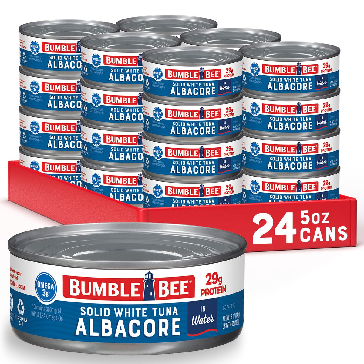 Bumble Bee front packaging showing 24-can case and product name for pantry convenience