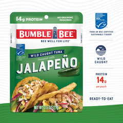 Bumble Bee open pouch with seasoned tuna ready to eat quickly