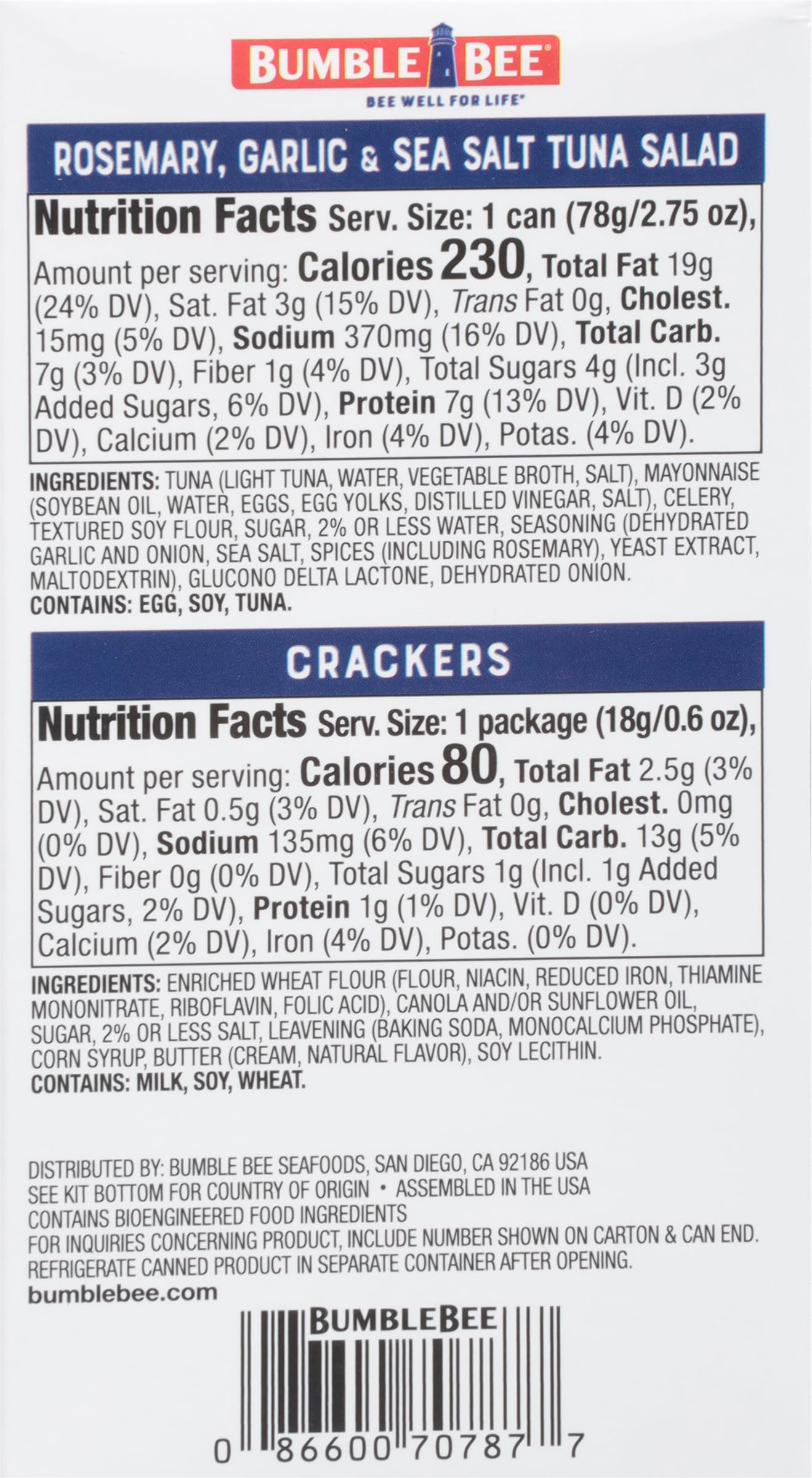 Bumble Bee label and ingredient list for transparency and ingredient clarity
