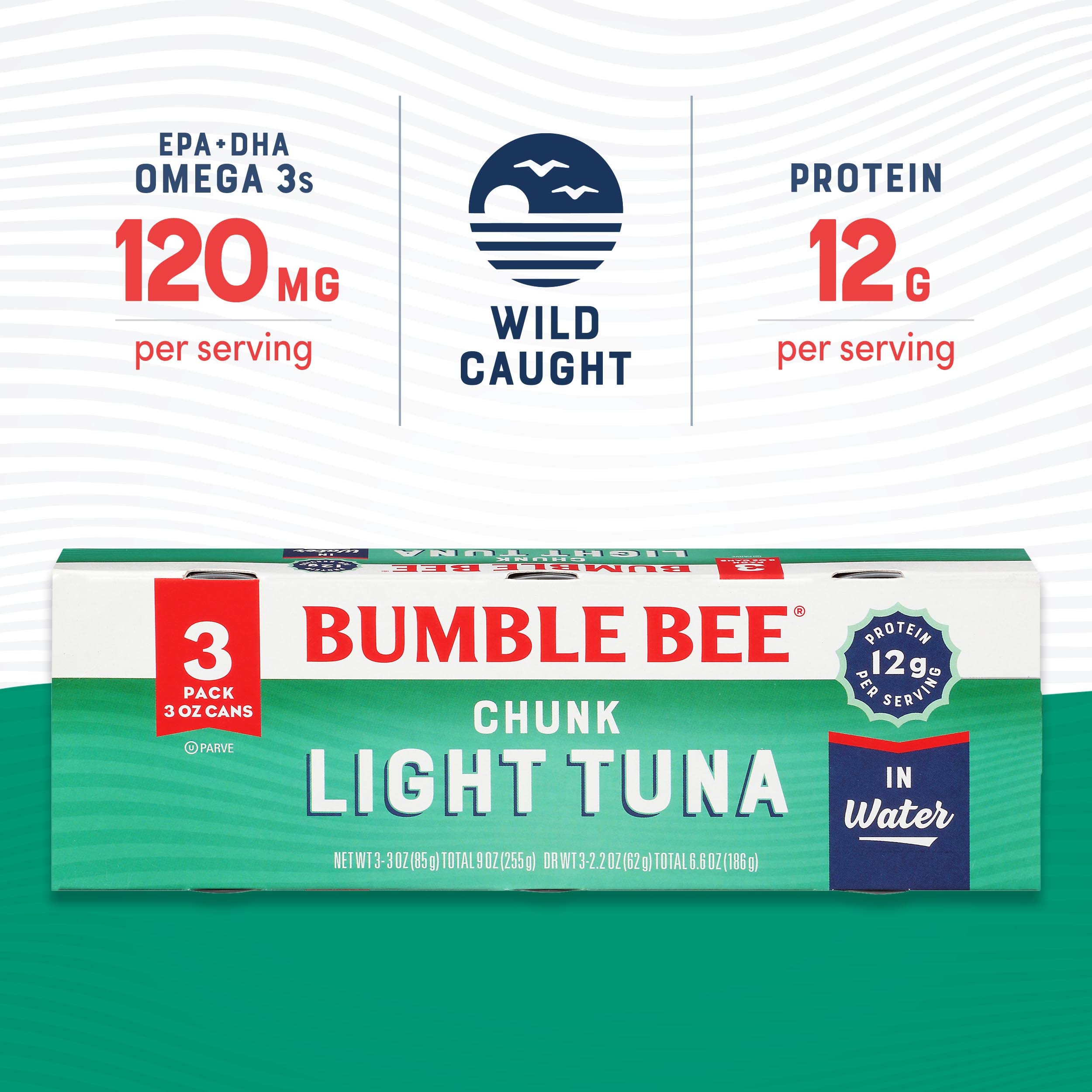 Bumble Bee open can close-up of flaky tuna demonstrating fresh, mixable texture