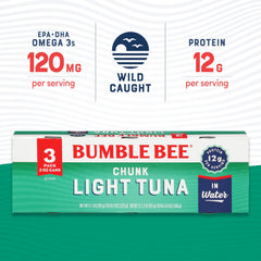 Bumble Bee open can close-up of flaky tuna demonstrating fresh, mixable texture