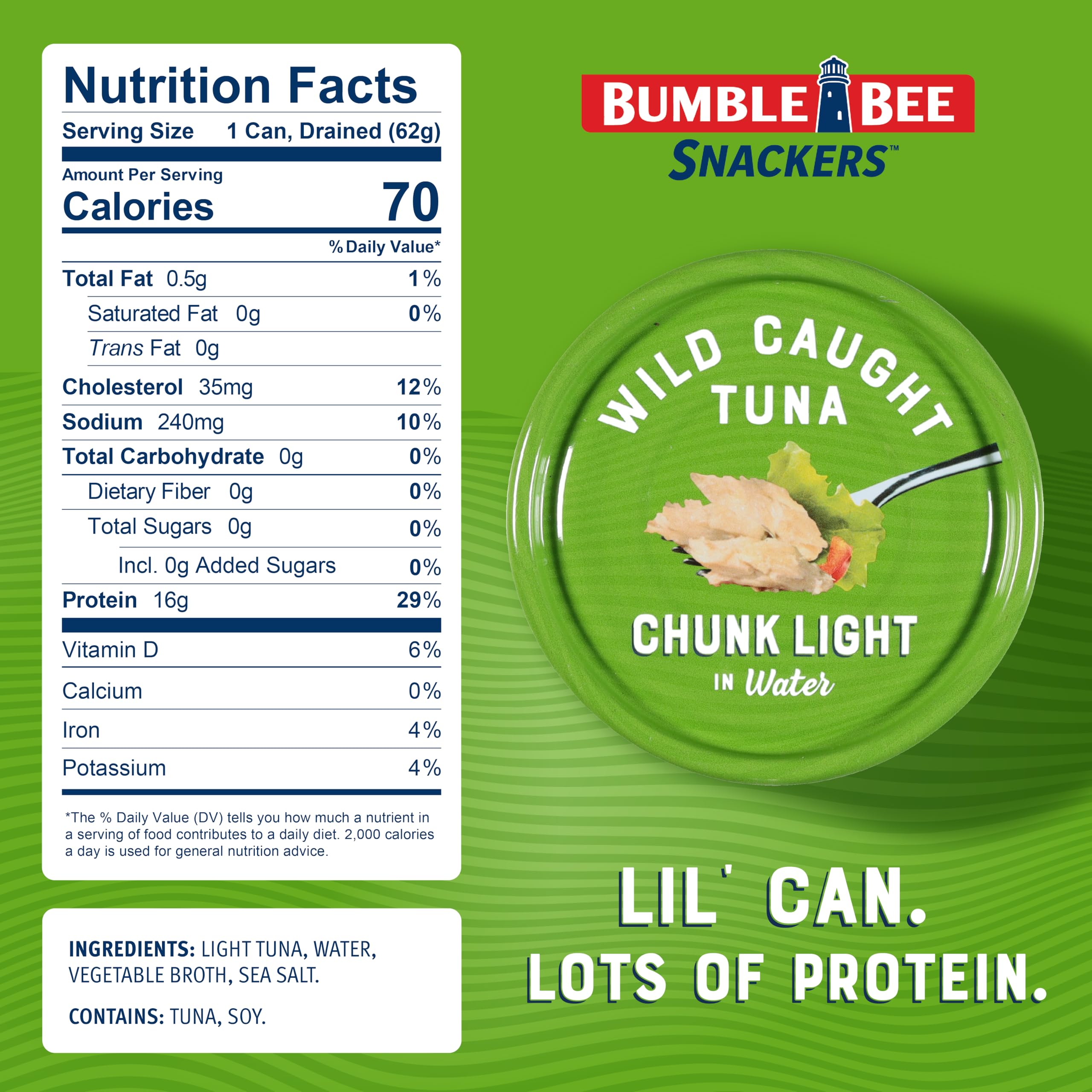 Bumble Bee pop-top open can ready to eat, convenient no-opener access