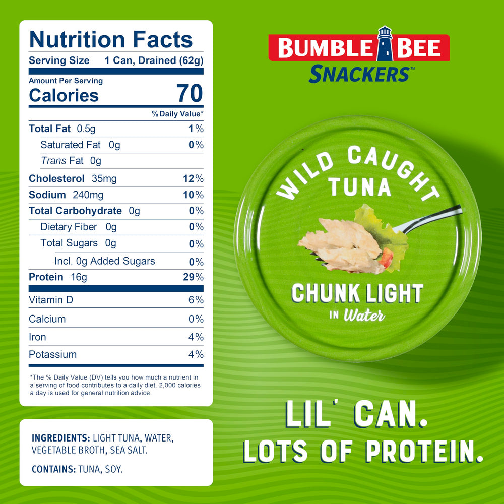 Bumble Bee pop-top open can ready to eat, convenient no-opener access