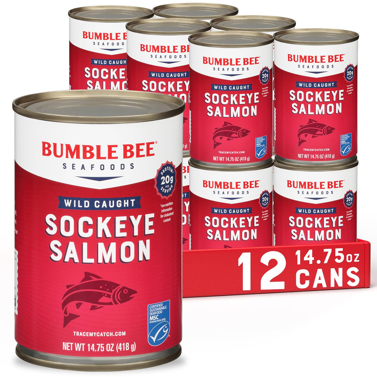 Bumble Bee red sockeye front packaging showing 14.75 oz can and label clarity