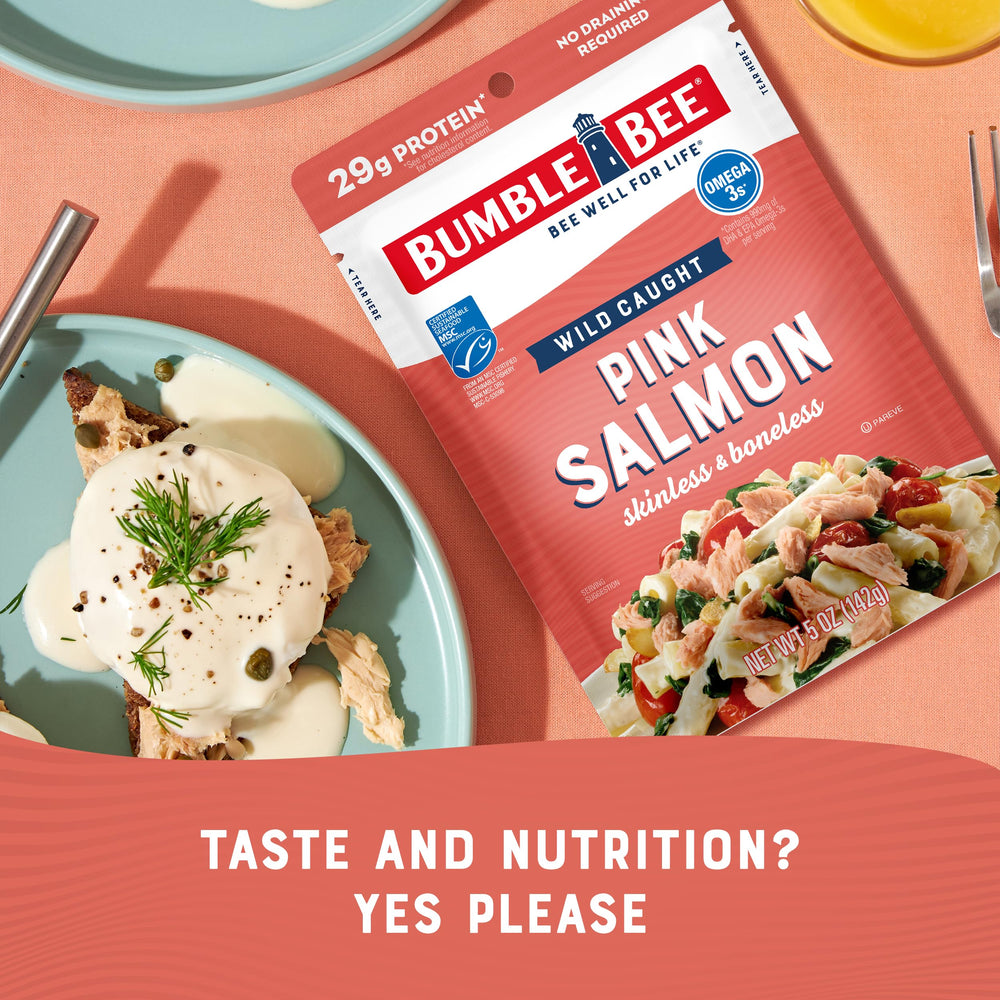 Bumble Bee salmon served over salad highlighting quick meal protein