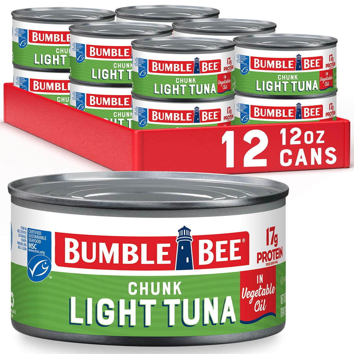 Bumble Bee front packaging showing 12-ounce can and label benefit convenience