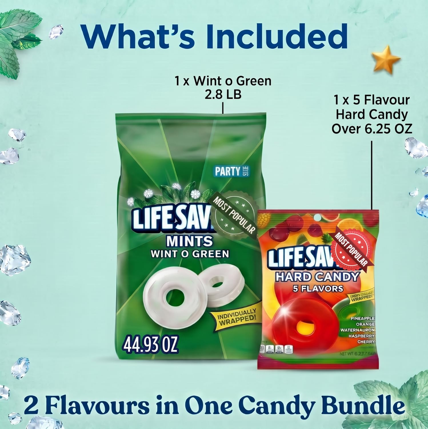 BUNDLENEST individually wrapped wintergreen mint in hand for hygienic sharing
