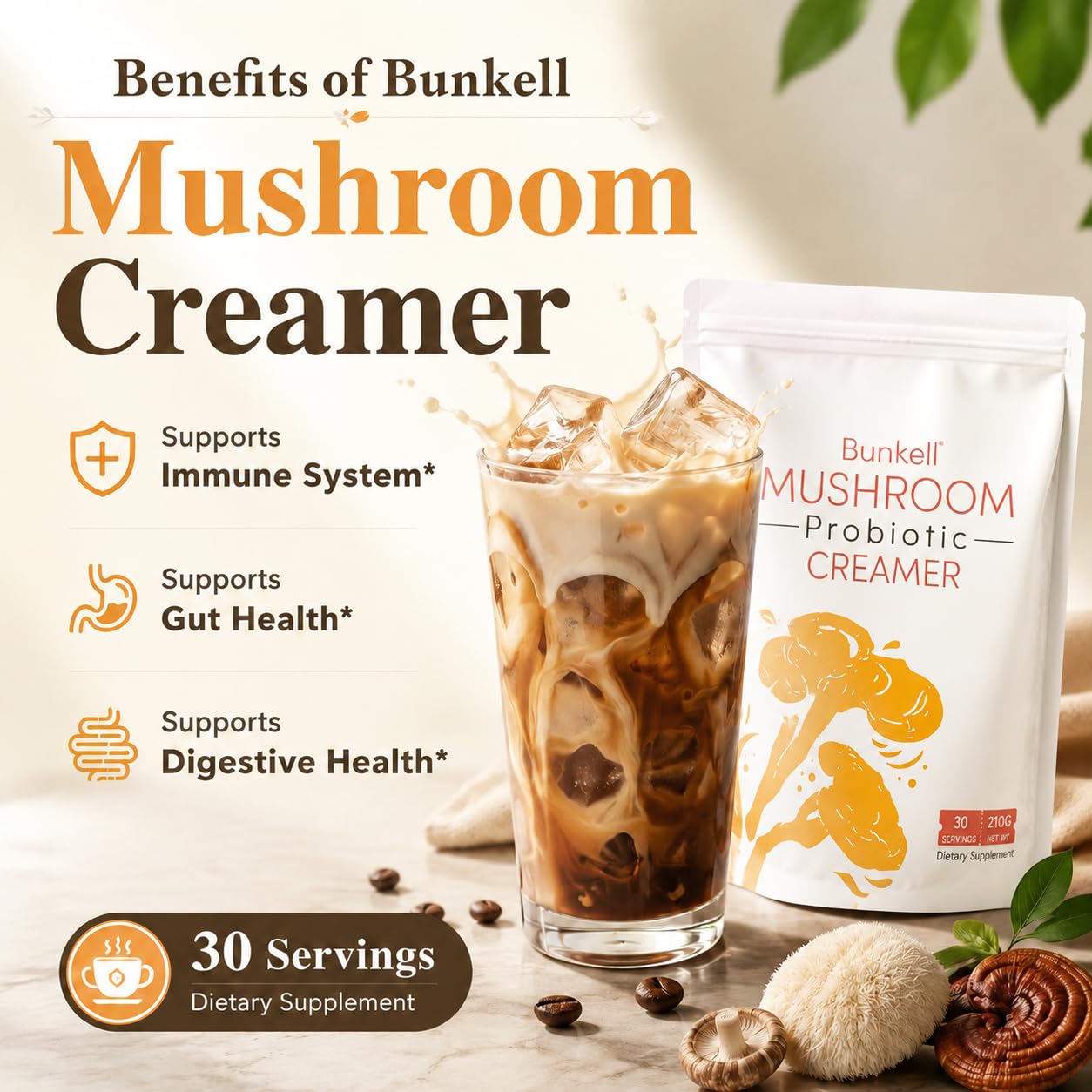 Bunkell mixed latte in mug demonstrating creamy latte-like texture