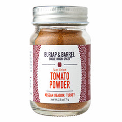 burlap & barrel front jar view showing label and pure tomato flavor