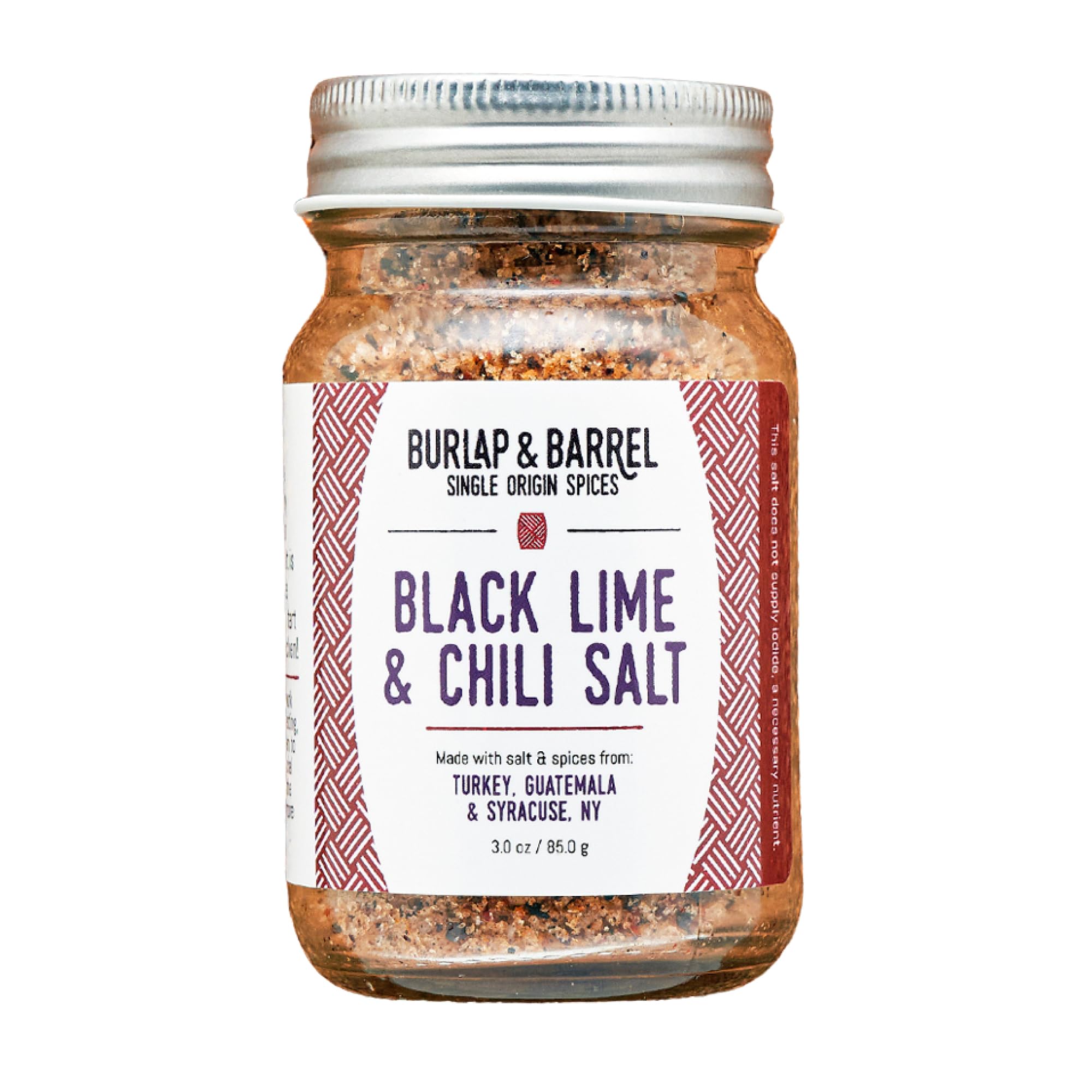 Burlap & Barrel front packaging showcasing jar and label, highlights premium sourcing