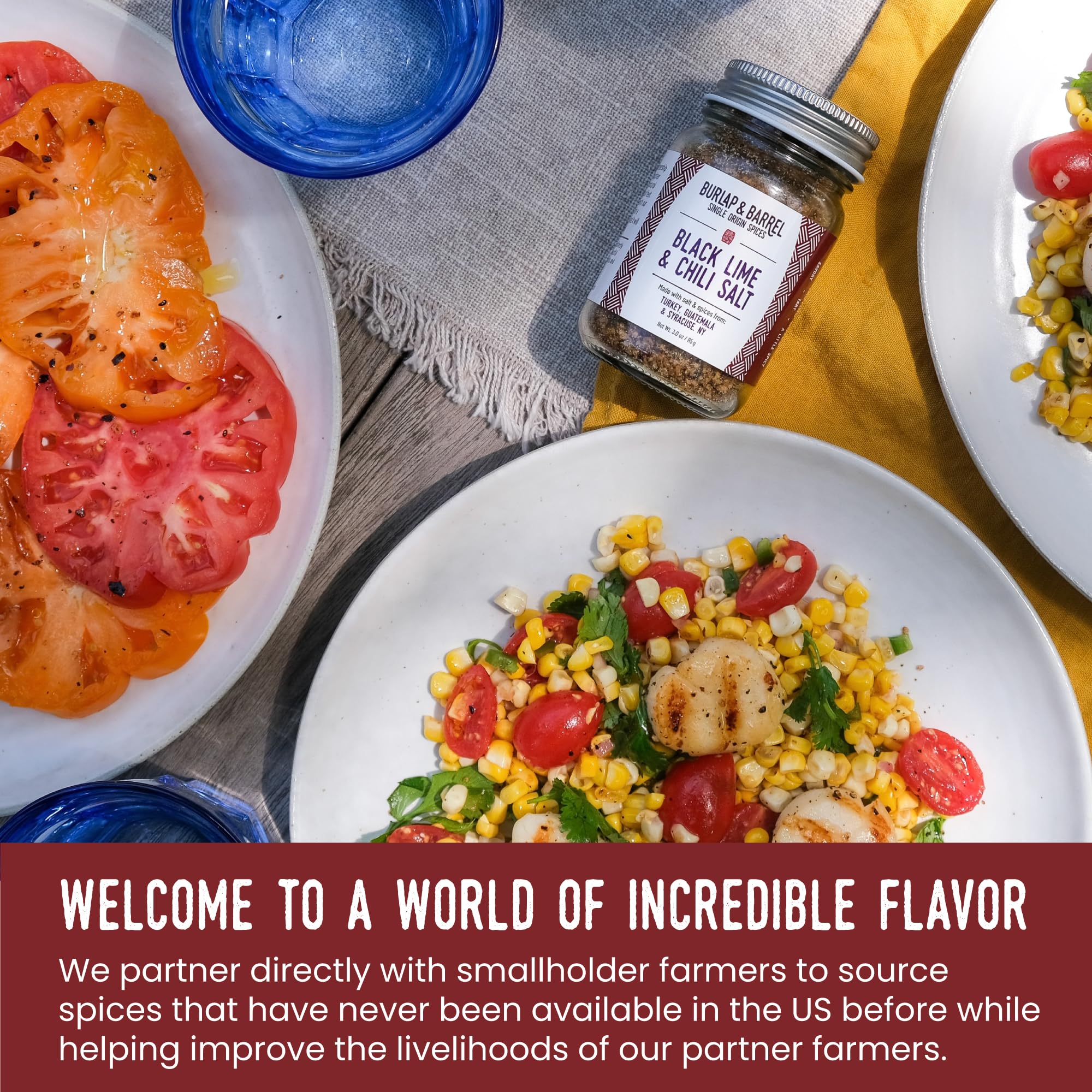 Burlap & Barrel seasoning sprinkled on grilled fish, enhances bright savory notes