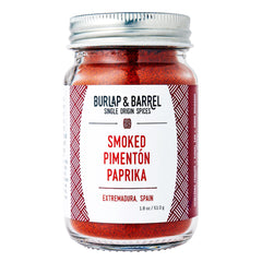 Burlap & Barrel front jar view highlighting authentic Spanish origin and DOP label benefit