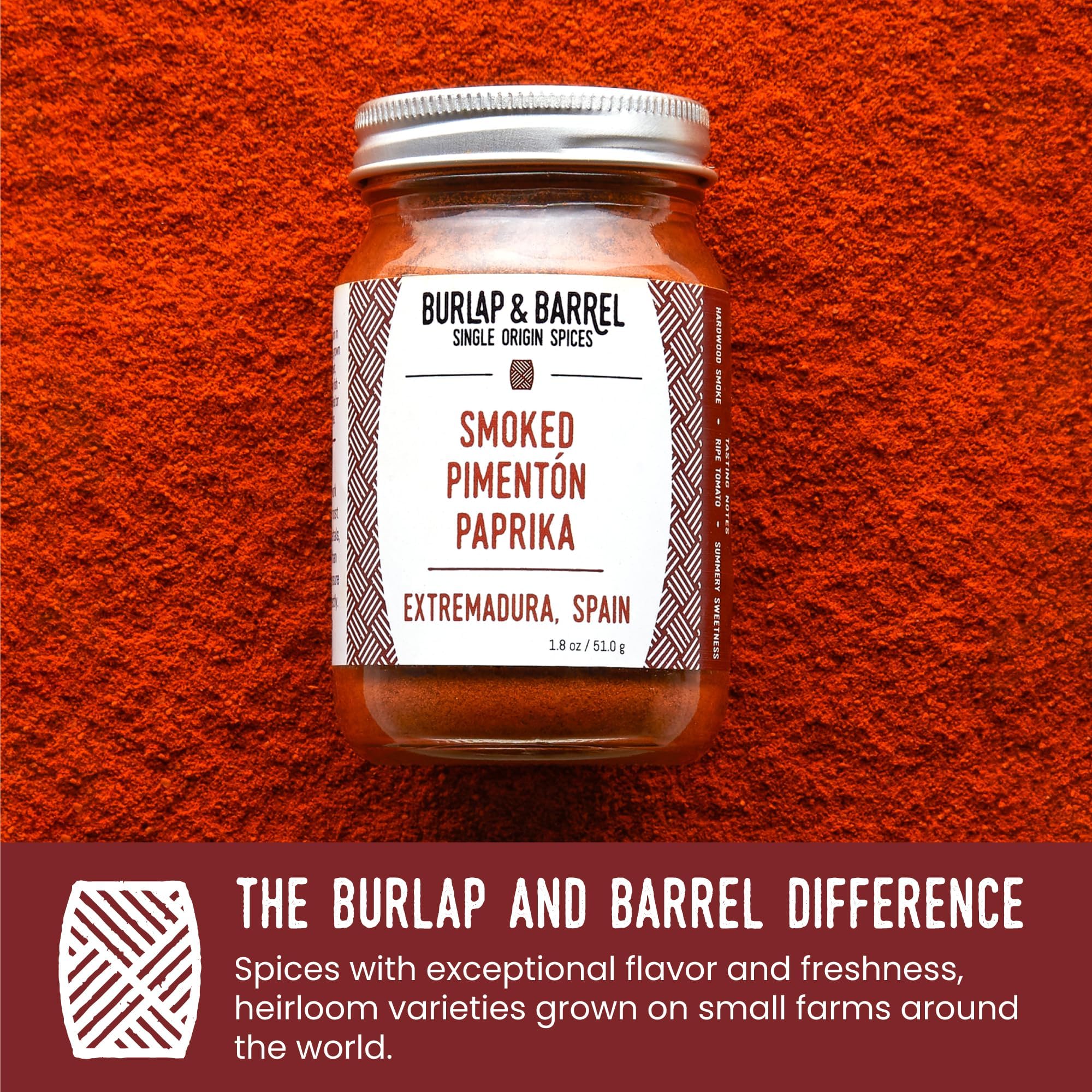 Burlap & Barrel glass jar on wood table showing packaging and traceability benefit