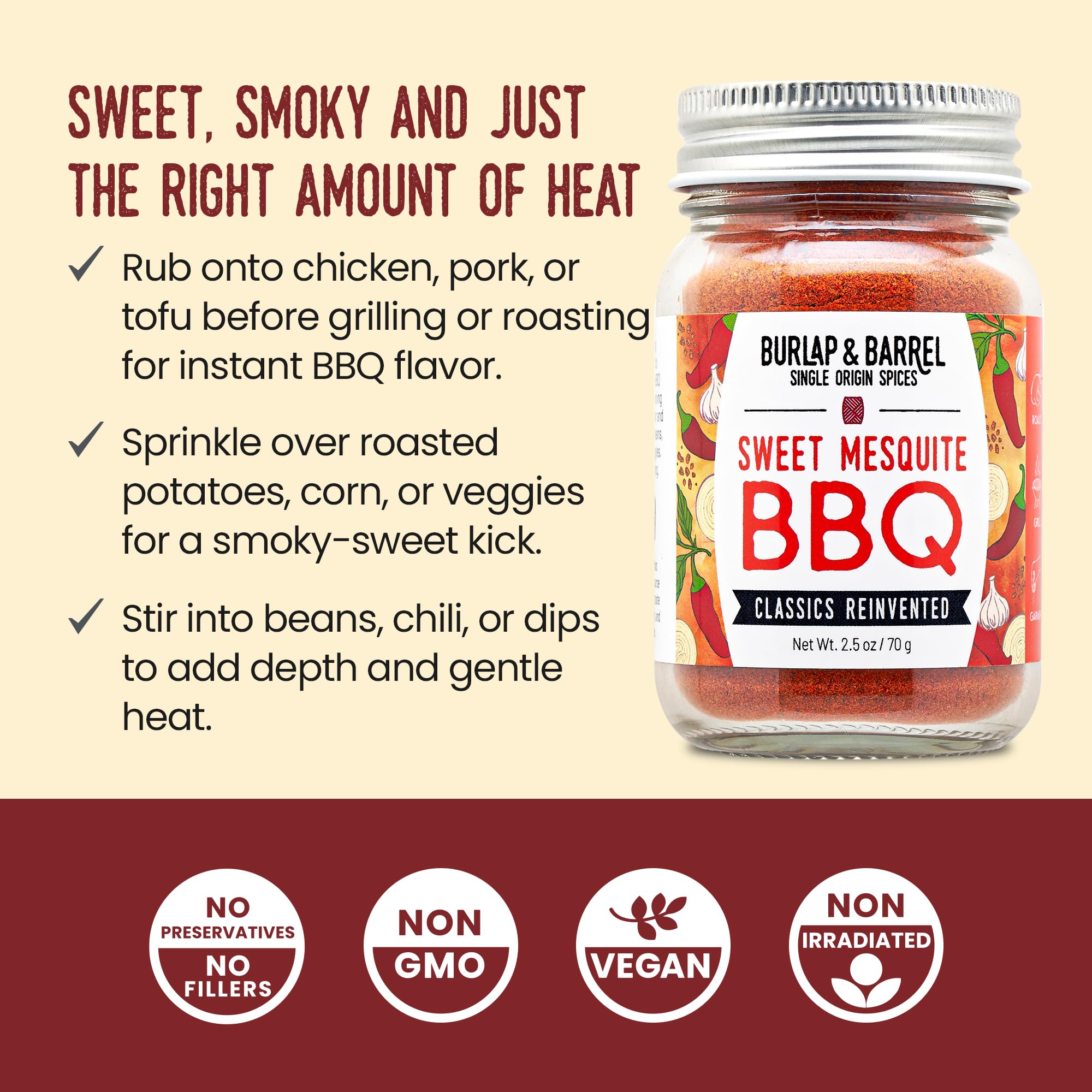 Burlap & Barrel spoon sprinkling over roasted potatoes, adds caramelized BBQ flavor