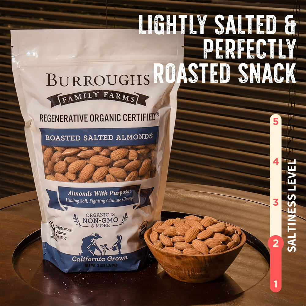 Burroughs Family Farms nutrition label closeup highlighting higher antioxidants and B‑vitamins