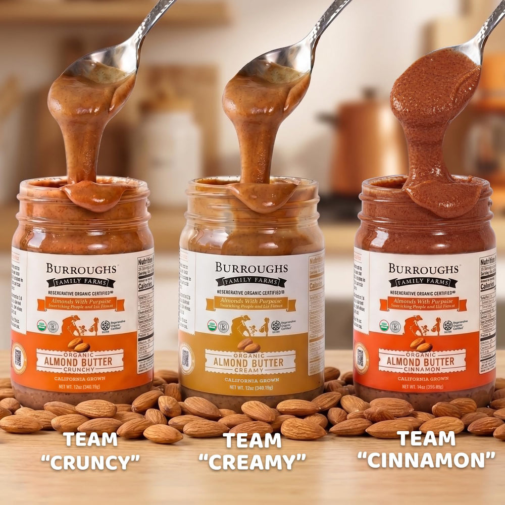 Burroughs Family Farms jar next to everyday items showing 12 oz size comparison