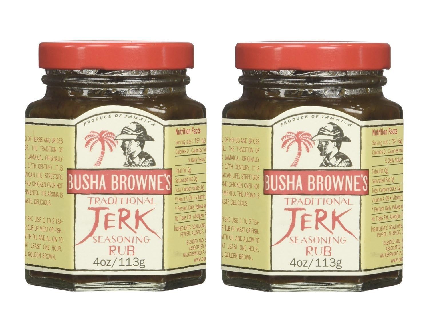 Busha Browne front packaging showing two 4 oz jars and clear label benefits