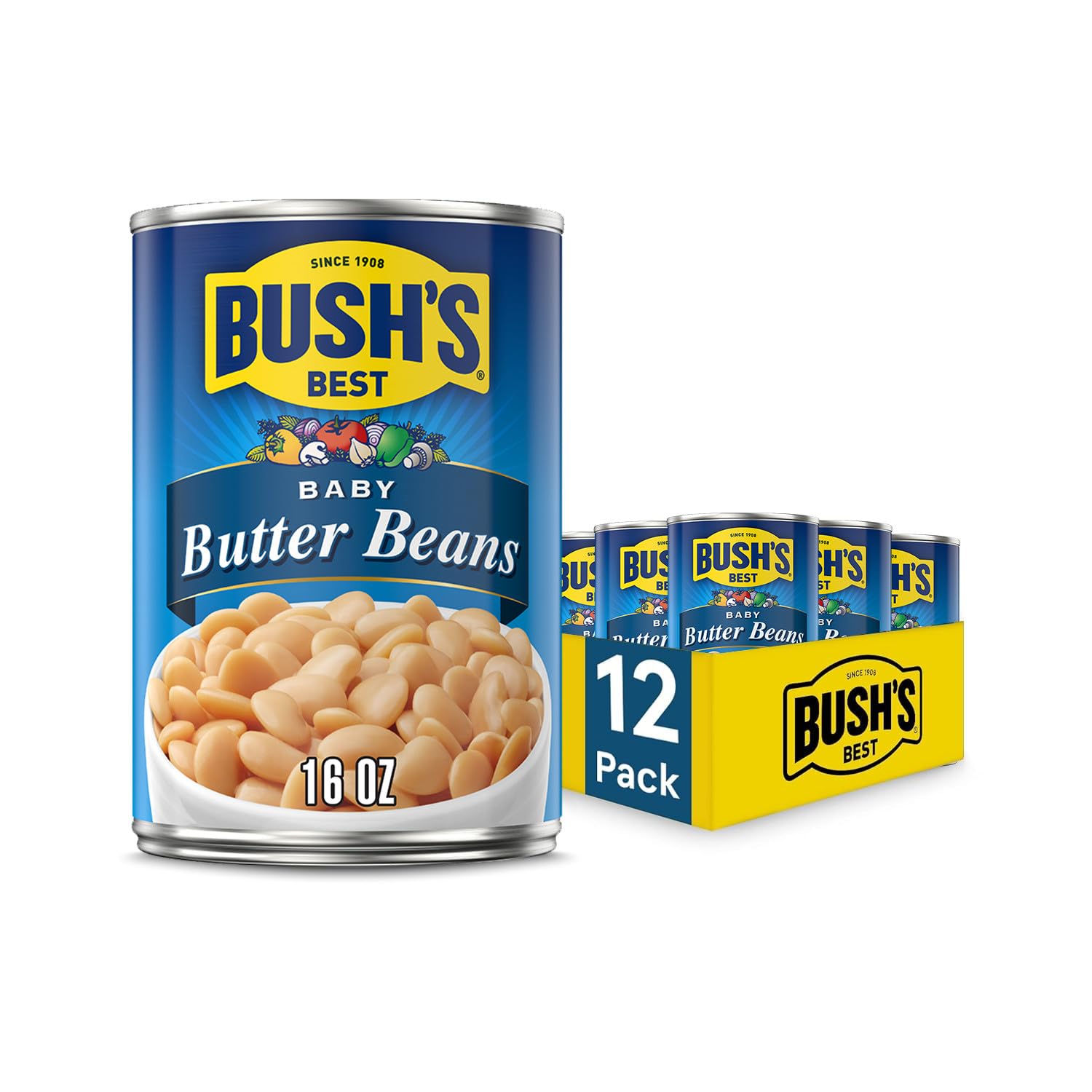 BUSH'S BEST front packaging showing 16 oz can and branding, highlights convenience