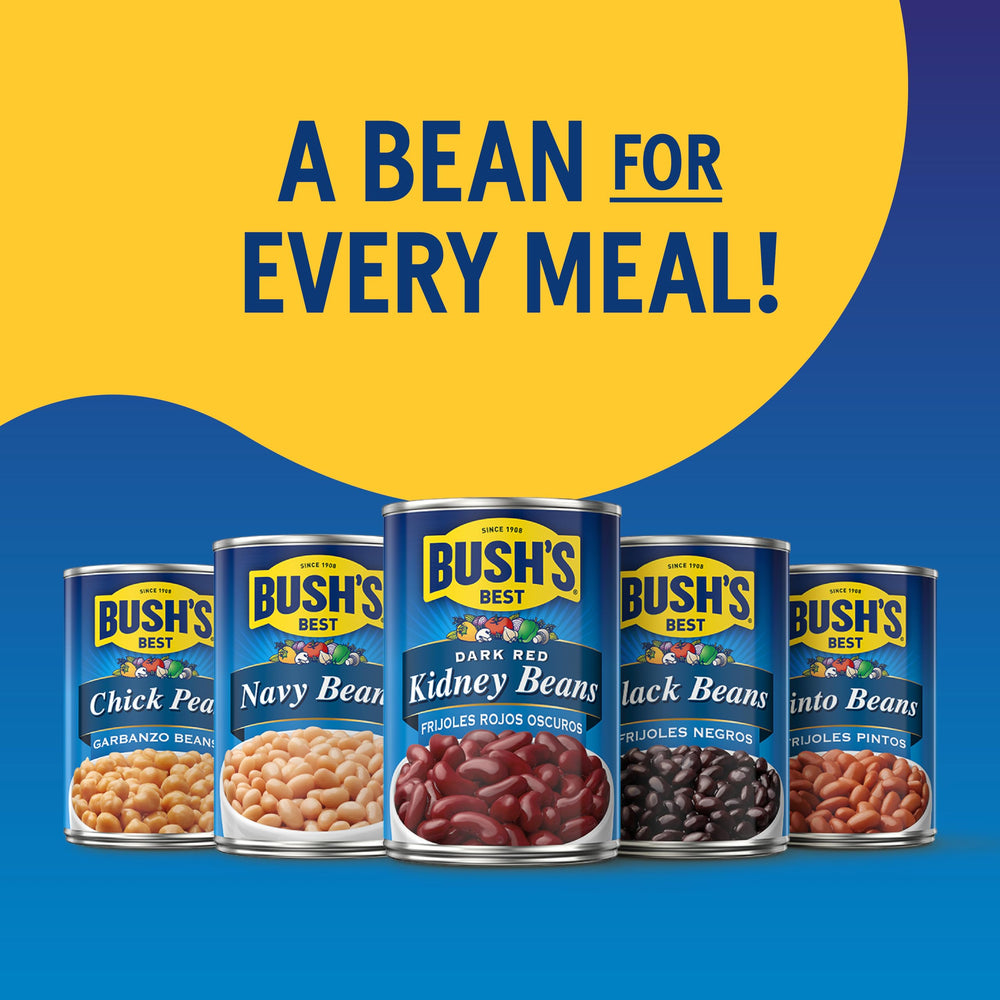 BUSH'S BEST can beside an apple to show scale and portion size convenience
