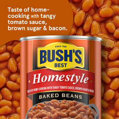 Close-up of Bush's Best beans in tangy sauce showing texture and glaze