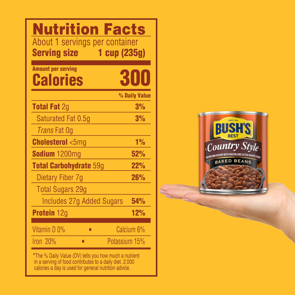 Bush's Best can top label close-up highlighting product name and easy-open feature