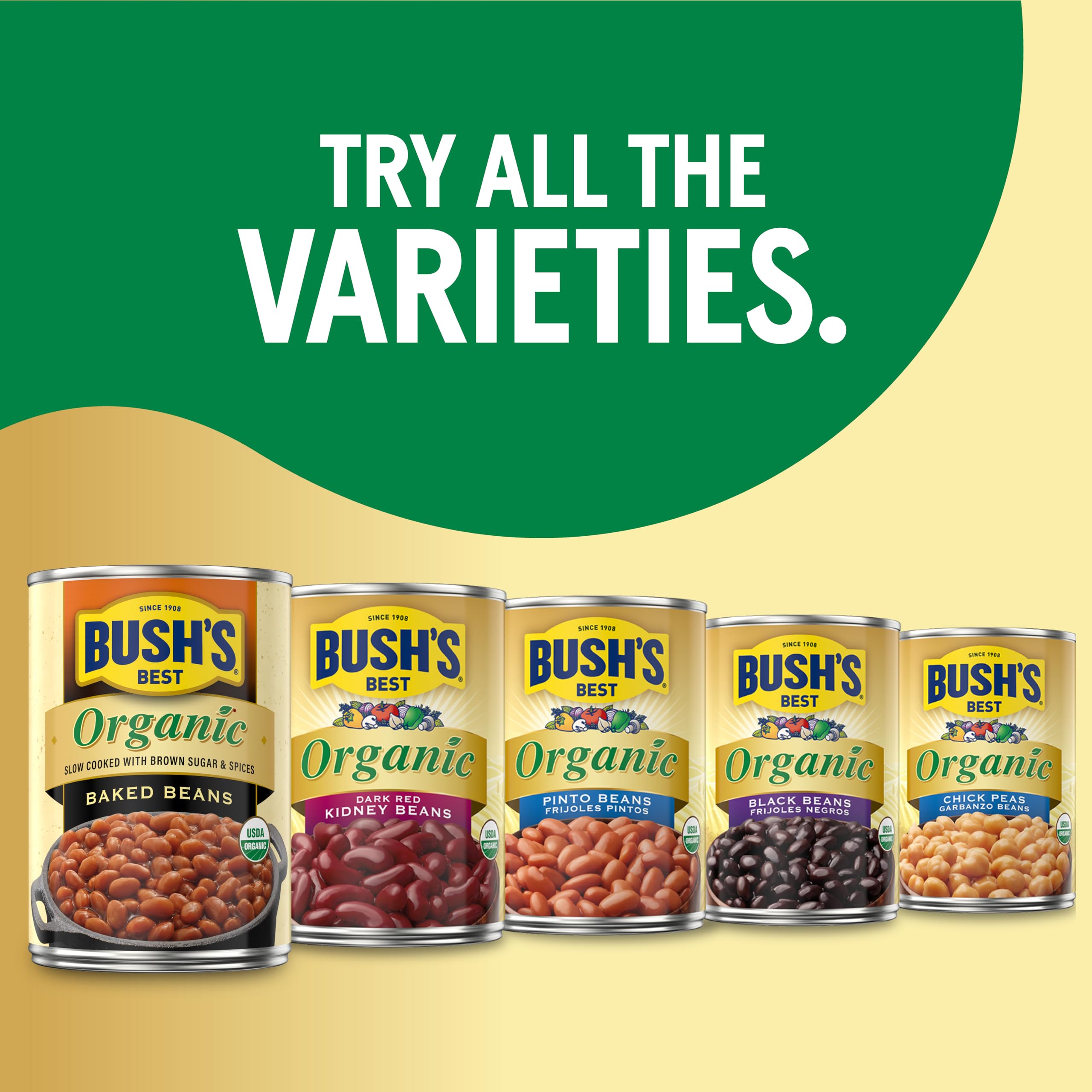 Bush's Best can held in hand to show 15 oz size and portion clarity