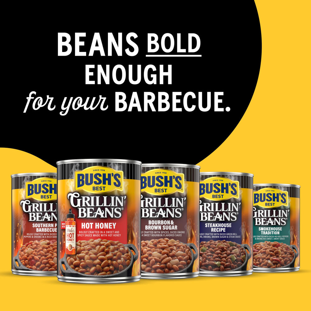 Bush's Best can held in hand to show 22 oz scale and portion convenience