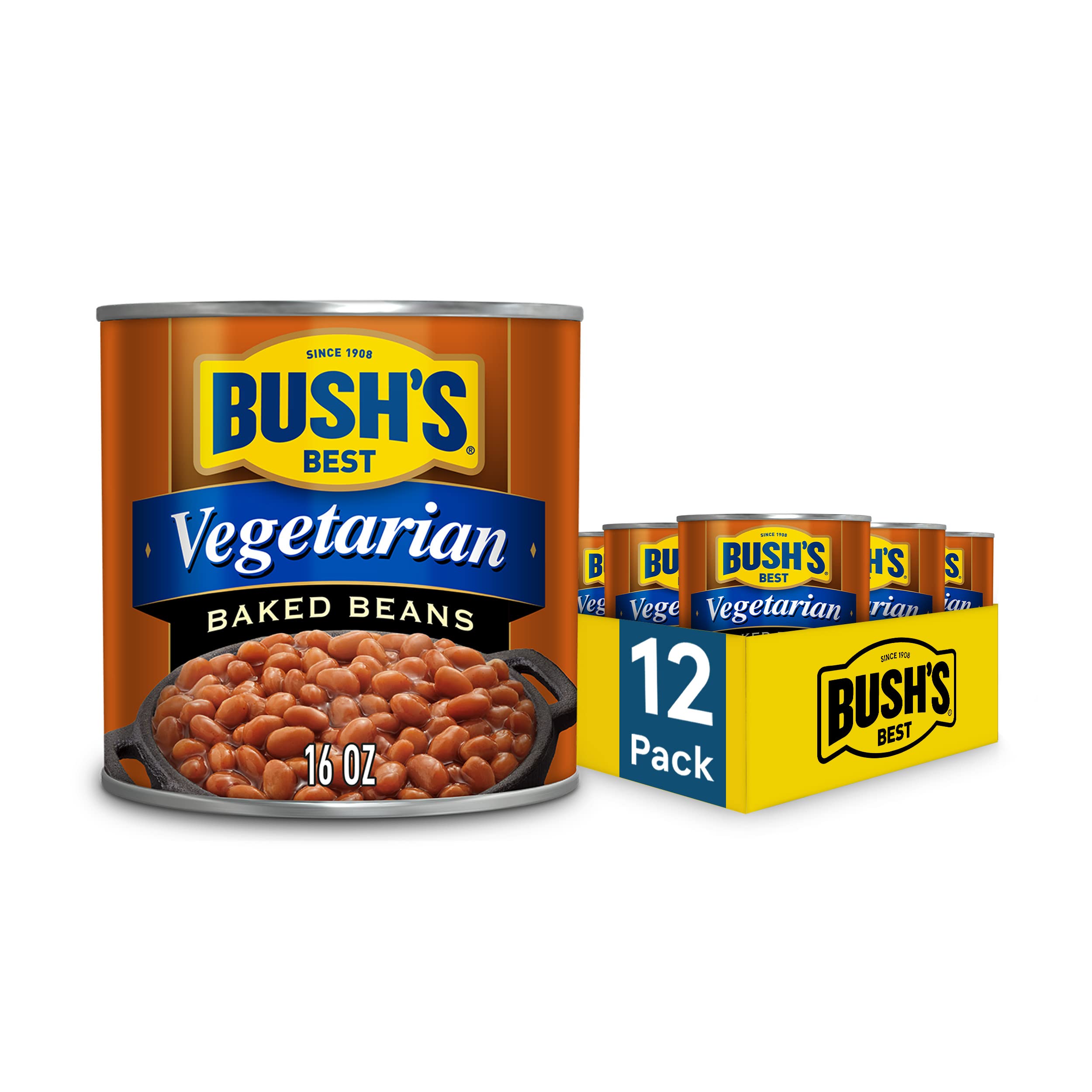 Bush's Best front packaging showing a 16 oz can and label benefits
