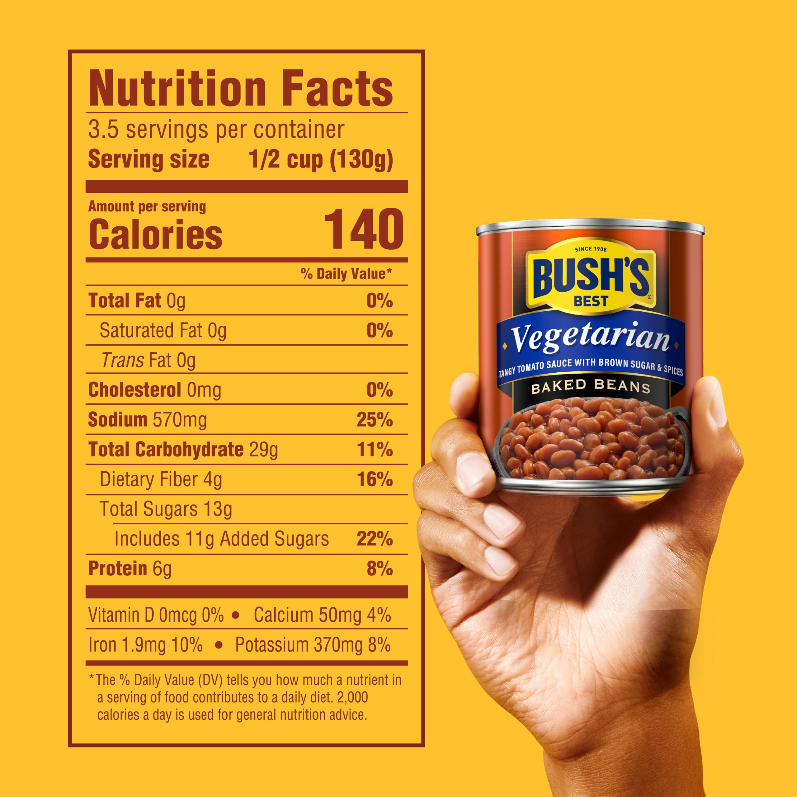 Bush's Best open can close-up showing tender navy bean texture