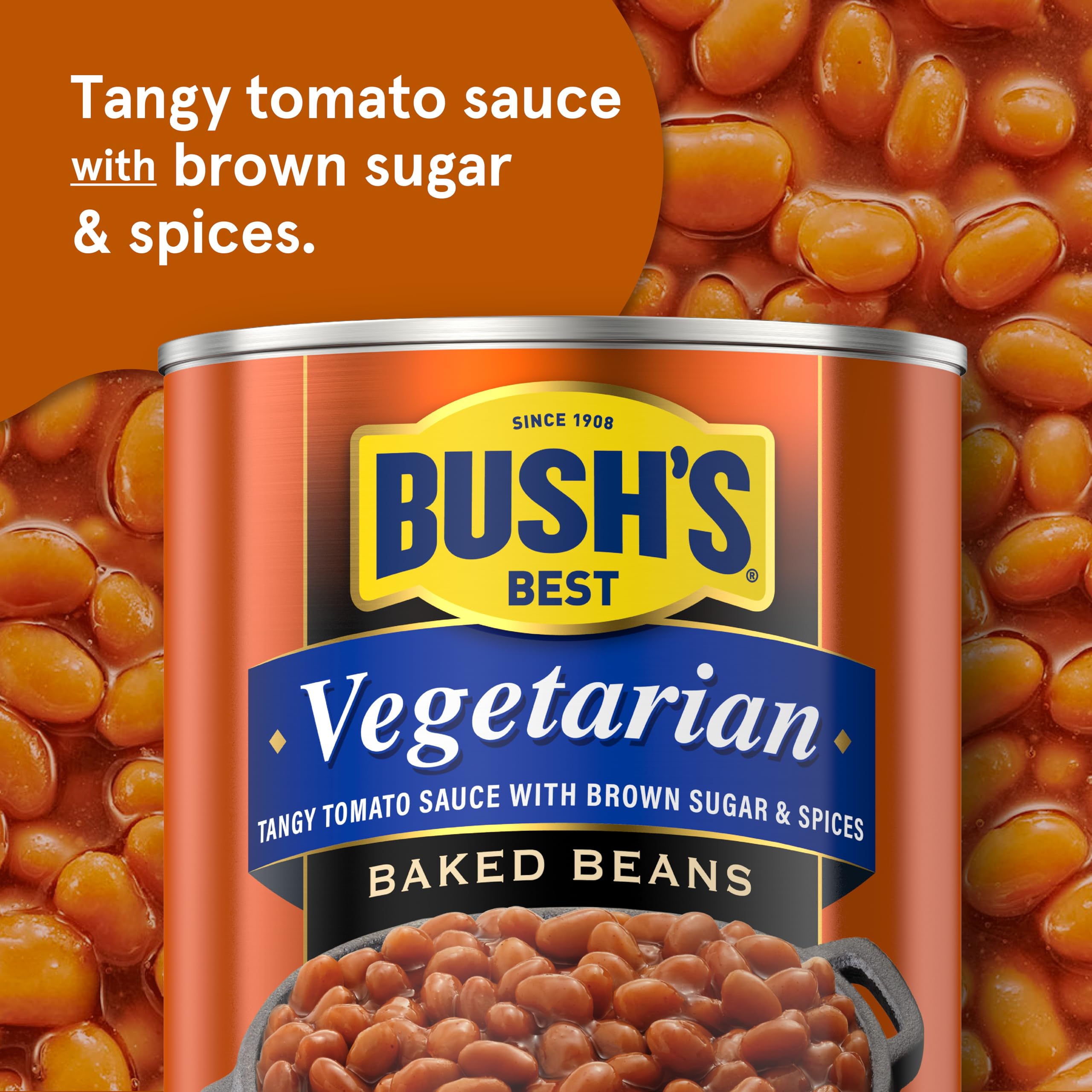 Bush's Best spoon serving beans highlighting ready-to-serve convenience